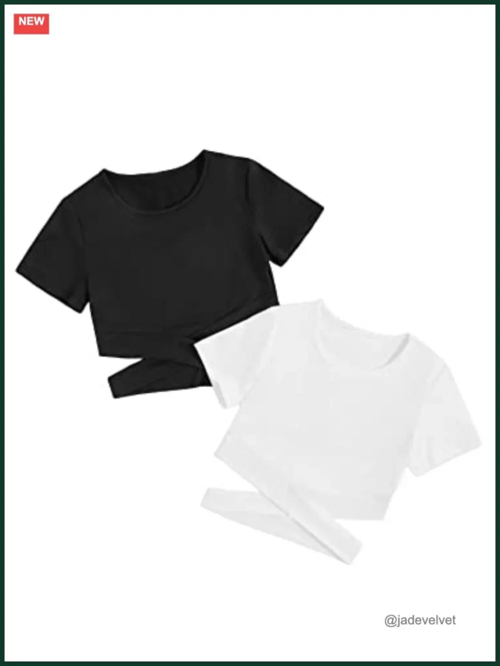 Girl's 2 Piece Cut Out Crisscross Tee Crop Tops Short Sleeve T Shirts